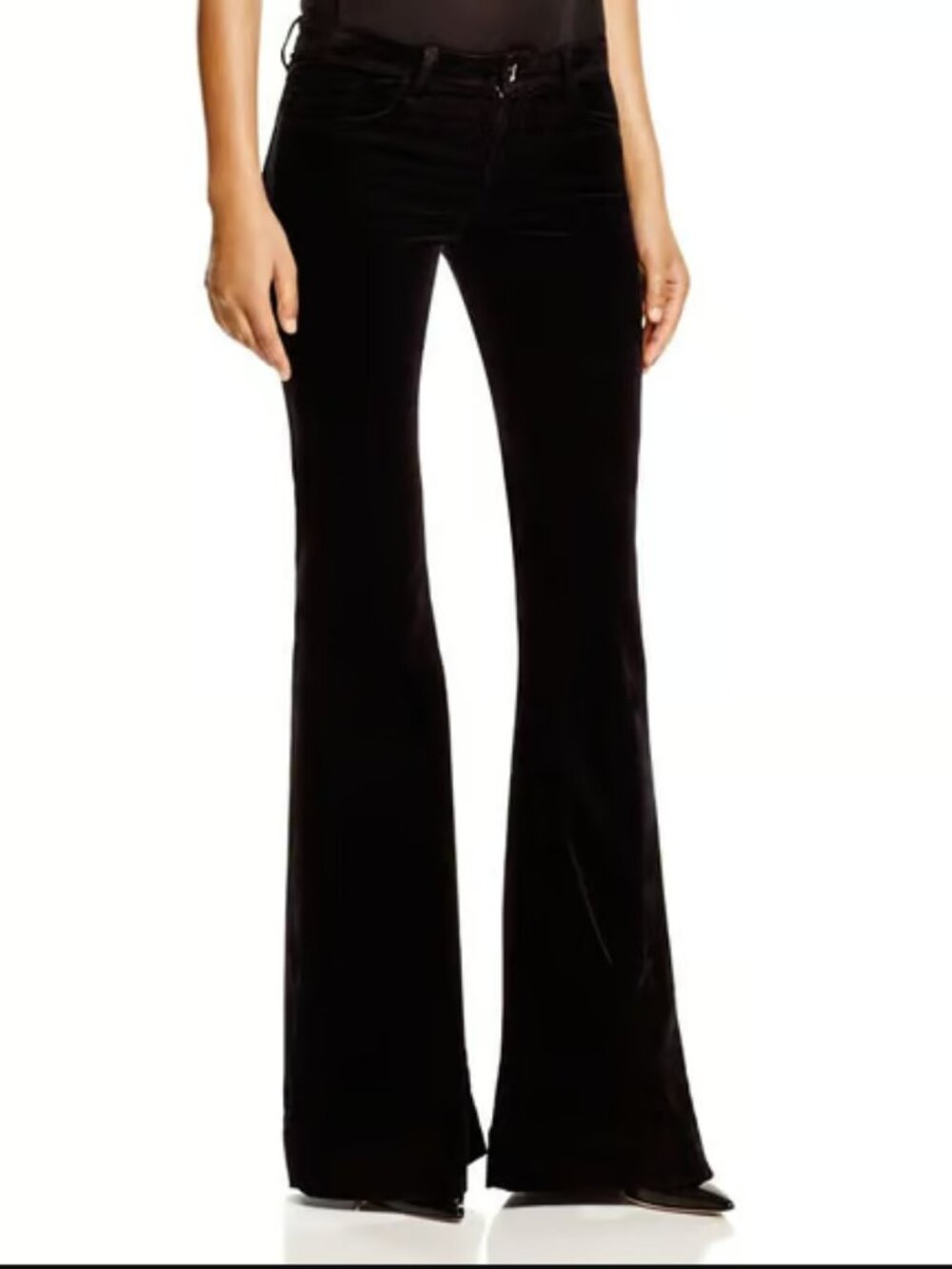 NEW J Brand Womens 29 Lovestory Jeans Black Low Rise Bell‎ Bottom Stretch Denim